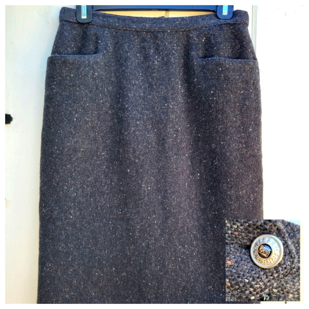 RARE Vintage Versace Classic V2 Wool Twee Charcoal 90s Pencil Skirt Size Small